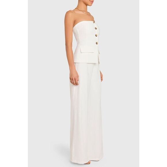 Amanda Uprichard Women's White Yadira Strapless Wide Leg Jumpsuit Sz XL & M NWOT - Picture 2 of 10